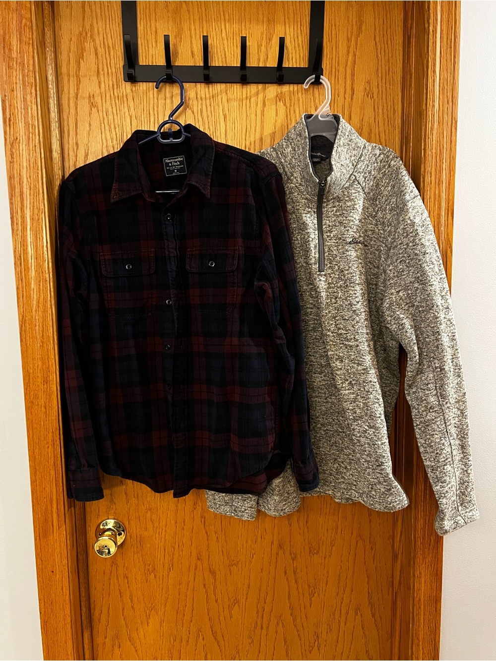 Abercrombie Flannel Button Down Shirt and Eddie Bauer Quarter Zip Fleece Bundle